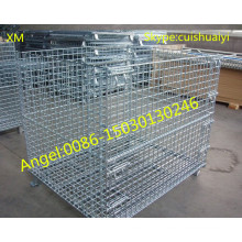 Conteneur résistant galvanisé empilable et pliable de grillage de cage de stockage Galanvized